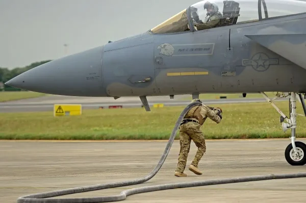 USAF F-15Cs PERFORM FARP WITH MC-130 FOR THE FIRST TIME