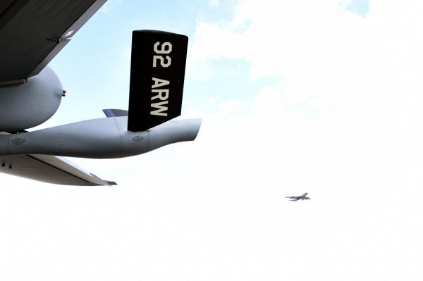61-year-old KC-135 Stratotanker aircraft refuels newest USAF fighters