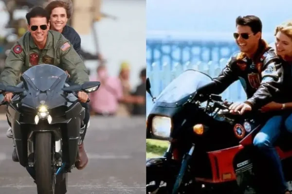 Tom Cruise and Jennifer Connelly recreate Top Gun's iconic Motorbike Scene for the Movie Sequel